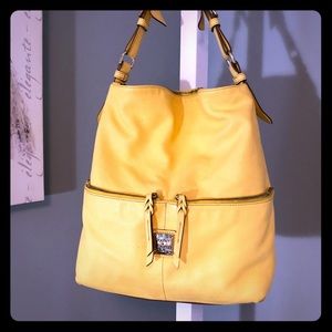 Dooney and bourke yellow leather shoulder bag